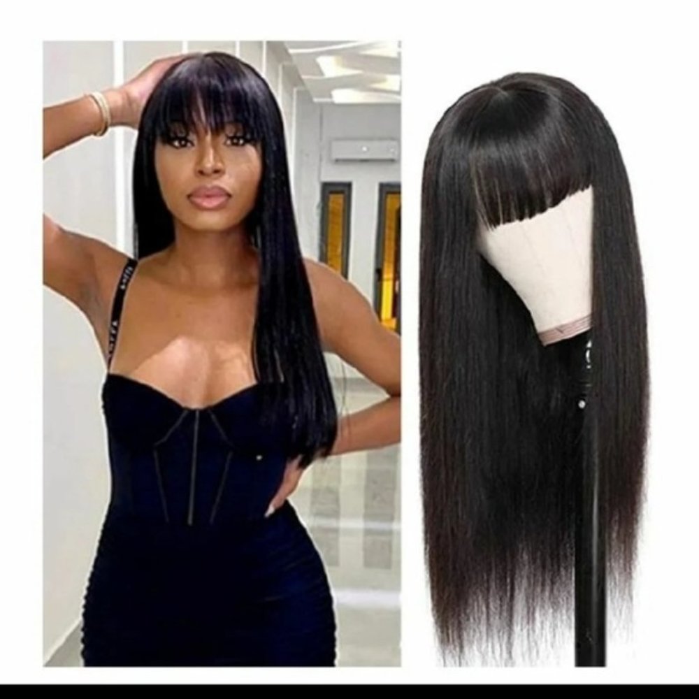 22inch Straight Human Hair Wigs/ Bangs
